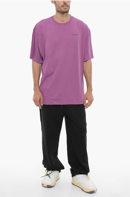 Enfärgad rundhalsad t-shirt i violett - Image 4