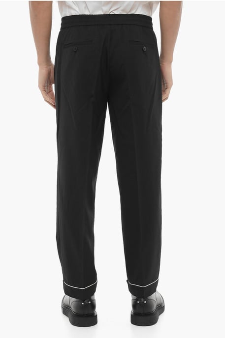 Pantaloni REM Slim Fit a Vita Bassa con Elastico in Vita in Black - Image 2
