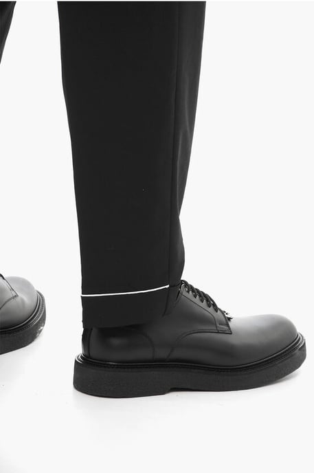 Pantaloni REM Slim Fit a Vita Bassa con Elastico in Vita in Black - Image 4