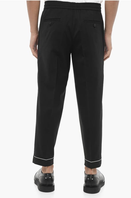 Pantaloni REM Slim Fit a Vita Bassa con Elastico in Vita in Black - Image 2