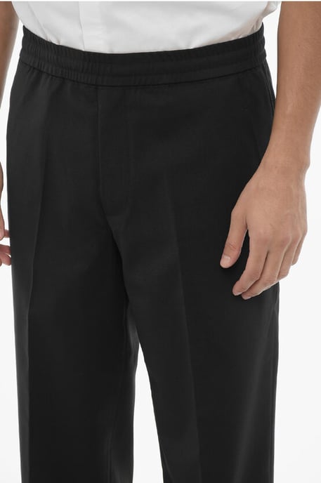 Pantaloni REM Slim Fit a Vita Bassa con Elastico in Vita in Black - Image 3