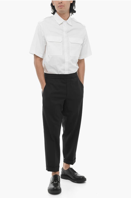 Pantaloni REM Slim Fit a Vita Bassa con Elastico in Vita in Black - Image 4