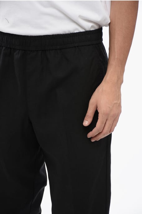 Linen Blend REM Pants with Elastic Waistband in Black - Image 3