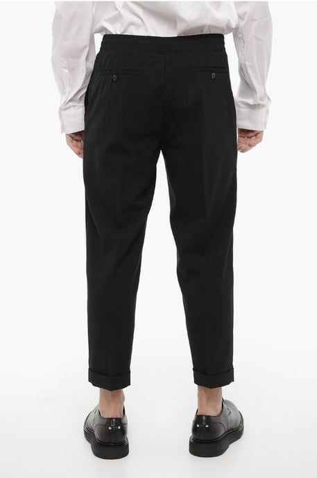 Cuffed Hem Slim Fit Casual Pants in Black - Image 2