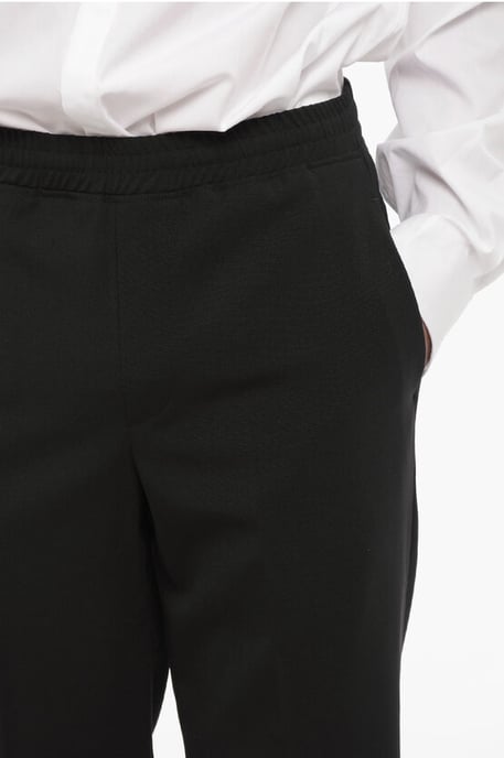 Cuffed Hem Slim Fit Casual Pants in Black - Image 3