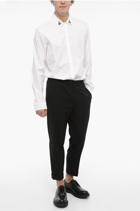Cuffed Hem Slim Fit Casual Pants in Black - Image 4