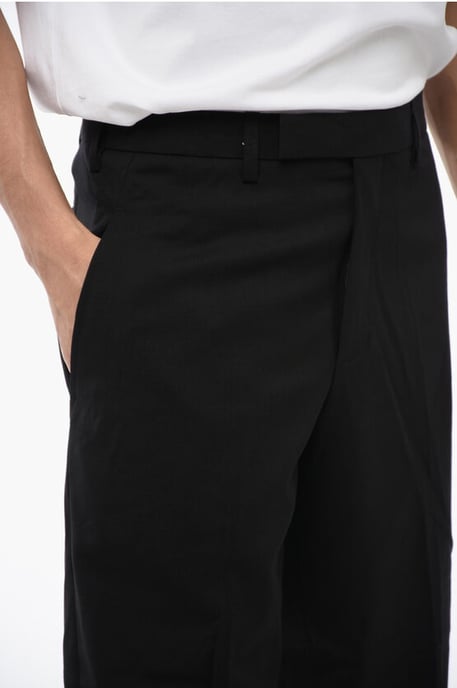 Wool Blend PRIEST COLLAR Low-Rise Pants in Black - Image 2