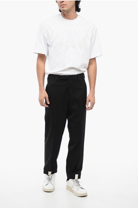 Wool Blend PRIEST COLLAR Low-Rise Pants in Black - Image 3