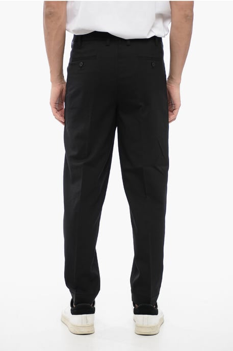 Wool Blend PRIEST COLLAR Low-Rise Pants in Black - Image 4