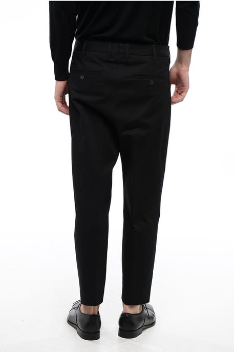 Double-pleated MICK Stretch Cotton Pants in Black - Image 2