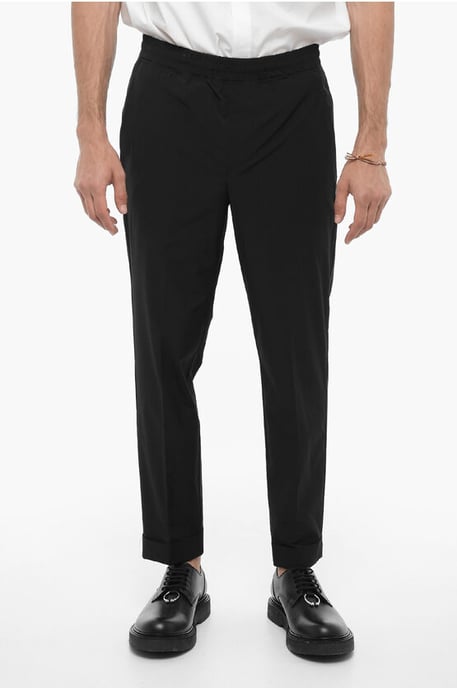 Nylon REM Pants with Elastic Waistband in Black - Image 1