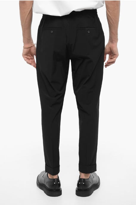 Nylon REM Pants with Elastic Waistband in Black - Image 2