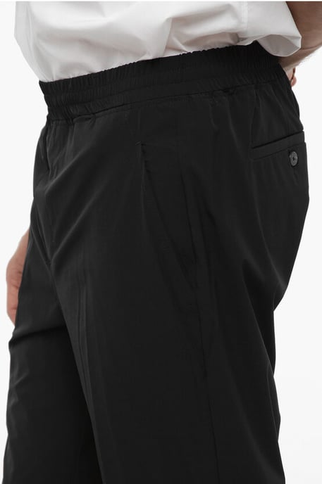 Nylon REM Pants with Elastic Waistband in Black - Image 3