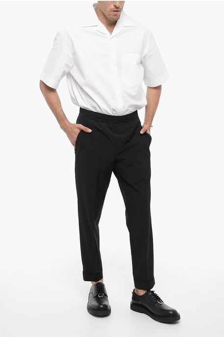 Nylon REM Pants with Elastic Waistband in Black - Image 4