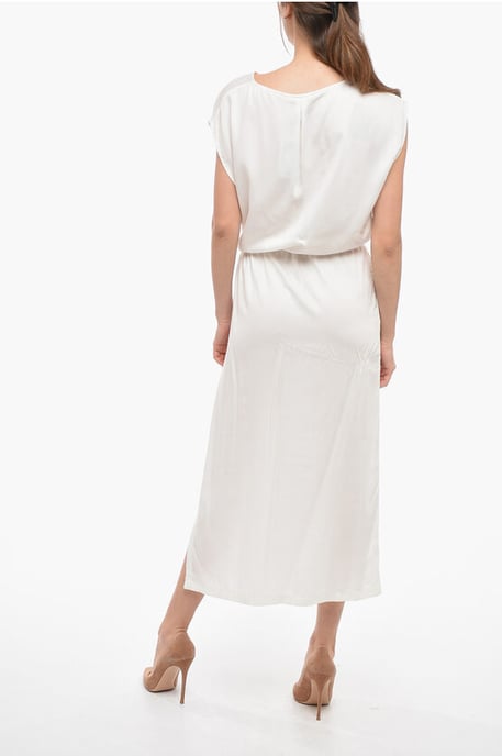 Twill effen maxi-jurk in wit - Image 2