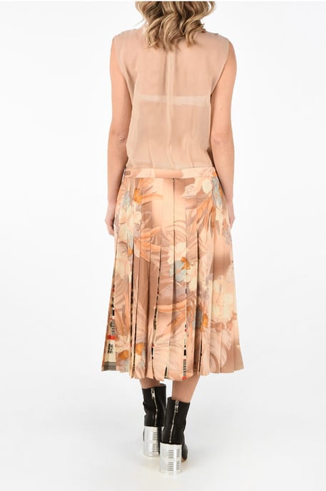 MMO Floral-Print Silk Blend Accordion Maxi Asymmetric Dress in Beige - Image 2