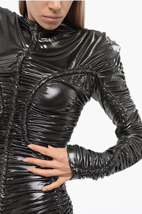 Draped Long Sleeved ROPE Dress in Gray - Image 3