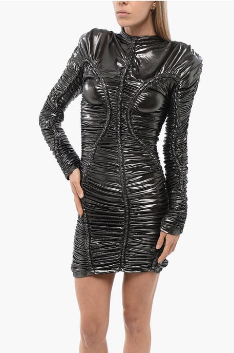 Draped Long Sleeved ROPE Dress in Gray - Image 4