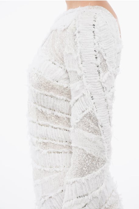 Sequined Mini Dress With Low Back in White - Image 3
