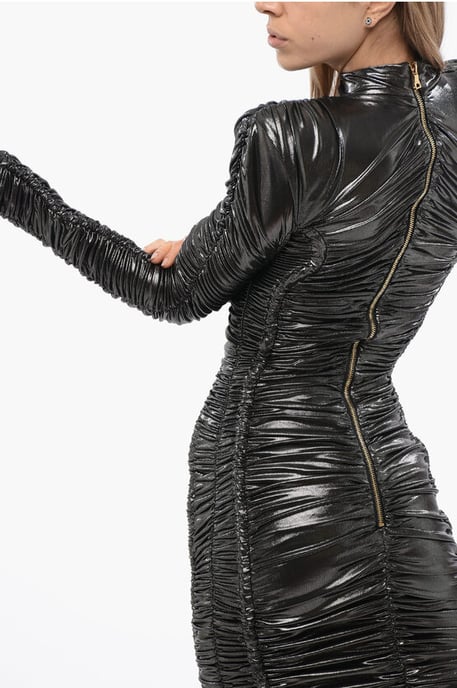 Draped Long Sleeved ROPE Dress in Gray - Image 4