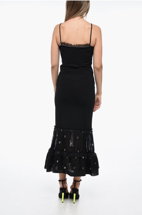Slip Dress with Ruffled Hem in Black - Image 2