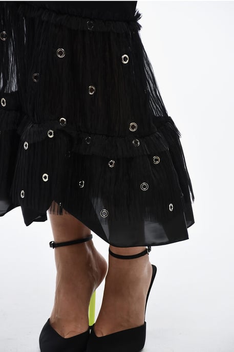 Slip Dress with Ruffled Hem in Black - Image 3