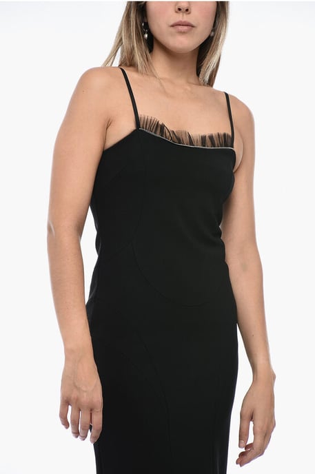 Slip Dress with Ruffled Hem in Black - Image 4