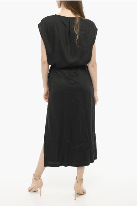 Twill effen maxi-jurk in zwart - Image 2