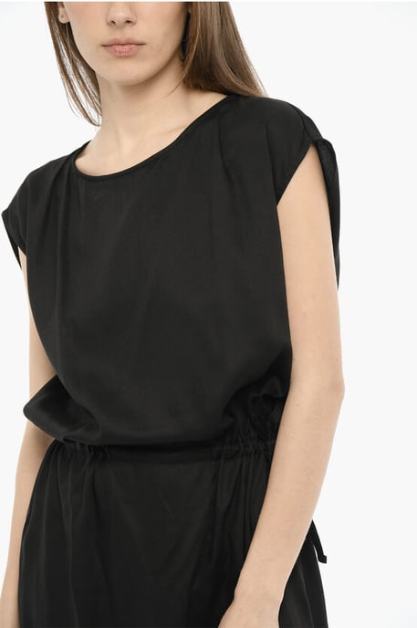 Twill effen maxi-jurk in zwart - Image 3