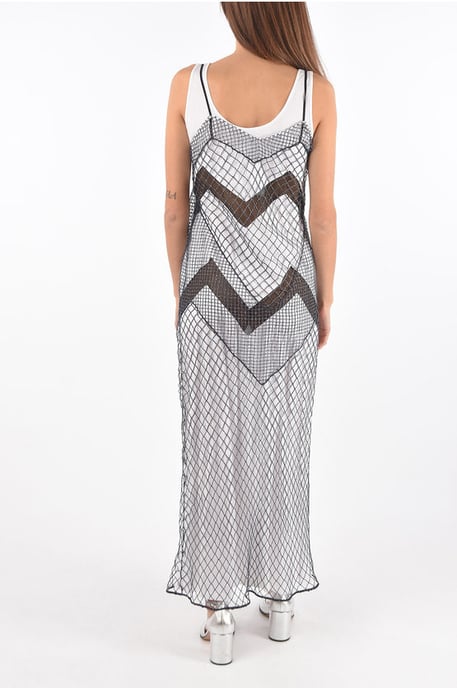 MM1 mesh maxi dress with petticoat inner in Blue - Image 2