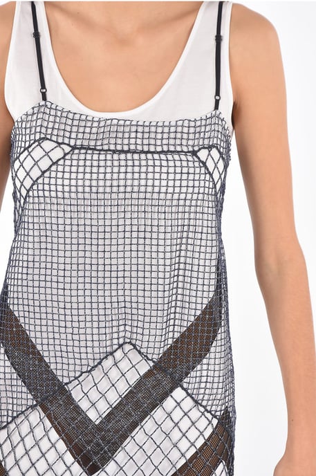 MM1 mesh maxi dress with petticoat inner in Blue - Image 3