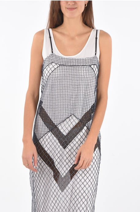 MM1 mesh maxi dress with petticoat inner in Blue - Image 4