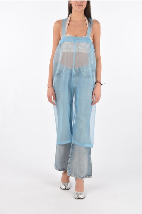 MM0 sheer sleeveless shift dress in Blue - Image 4