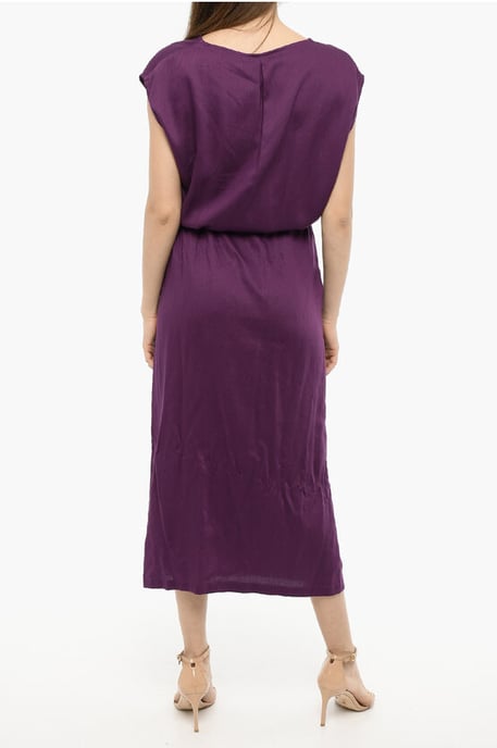 Maxi-jurk van effen twill in violet - Image 2