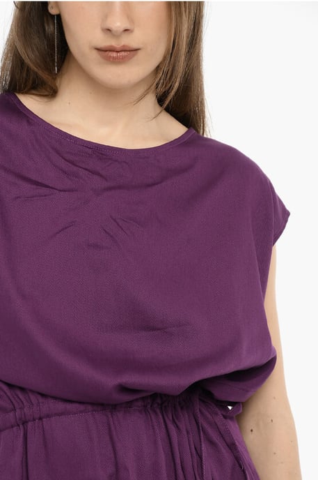 Maxi-jurk van effen twill in violet - Image 3