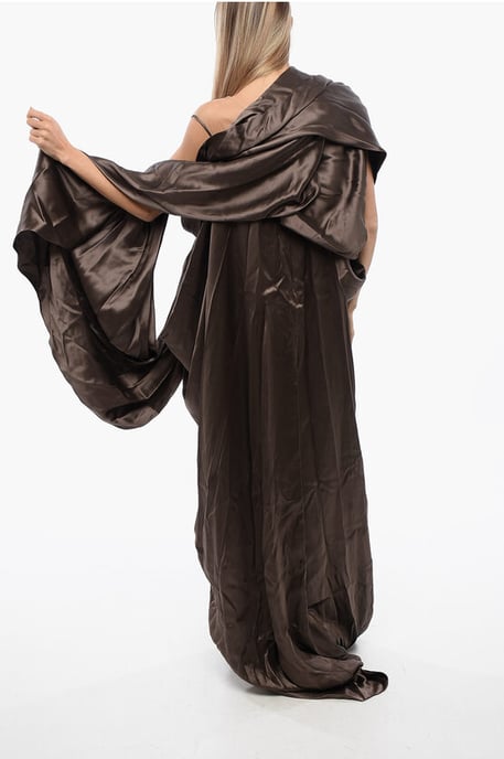 Silk Dress With Cape in Brown - Image 2