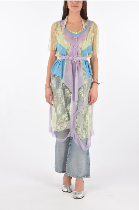 MM0 lace dress with belt in Multicolor - Image 4