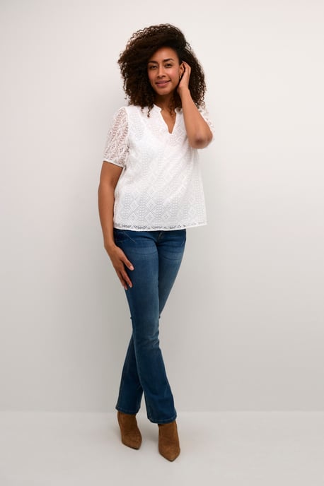 Blouse met korte mouwen Regular fit white - Image 1