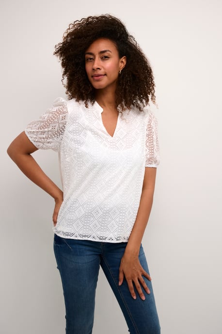 Blouse met korte mouwen Regular fit white - Image 2