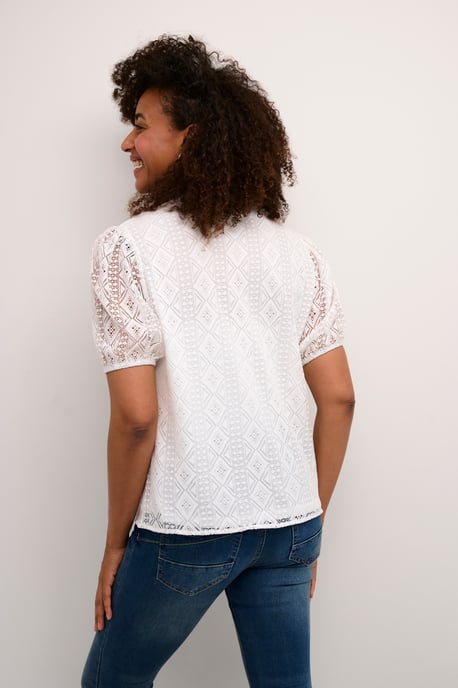 Blouse met korte mouwen Regular fit white - Image 3