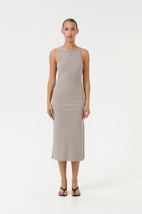 Jersey jurk Slim fit light grey - Image 1