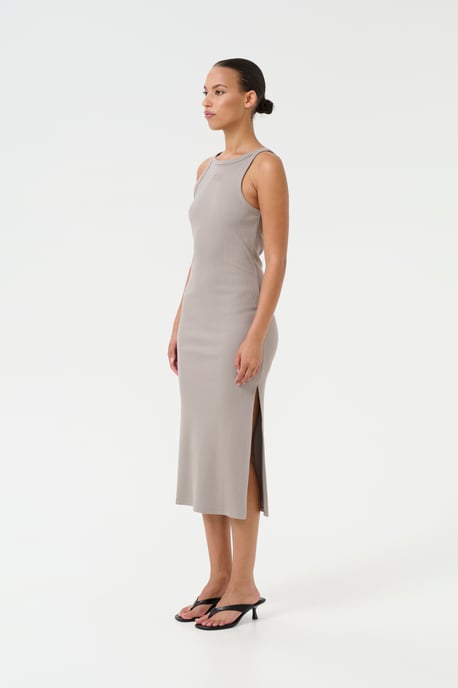 Jersey jurk Slim fit light grey - Image 2