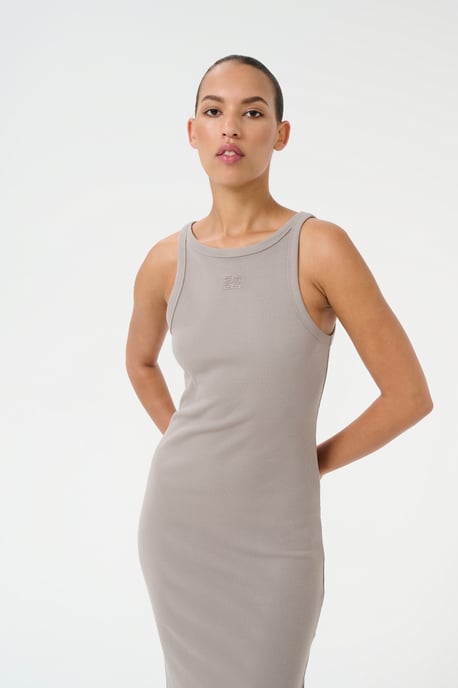 Jersey jurk Slim fit light grey - Image 4