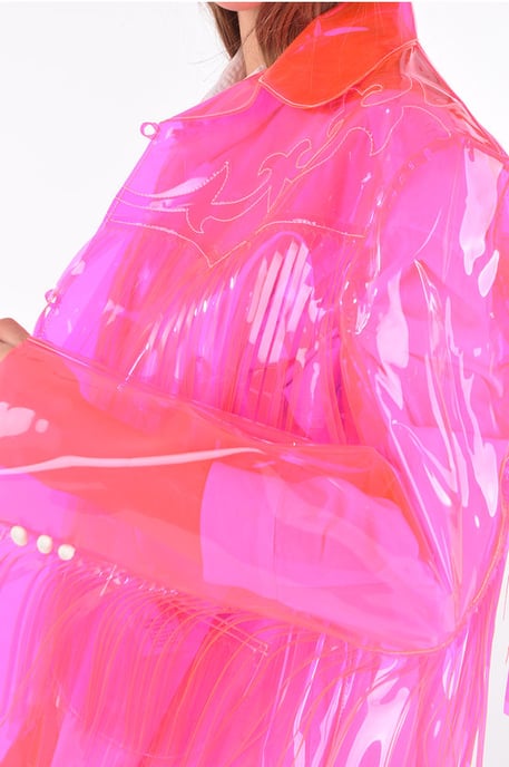fringed pvc western jacket in Pink - Image 3