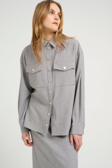 Shirt met lange mouwen Oversize fit grey - Image 4