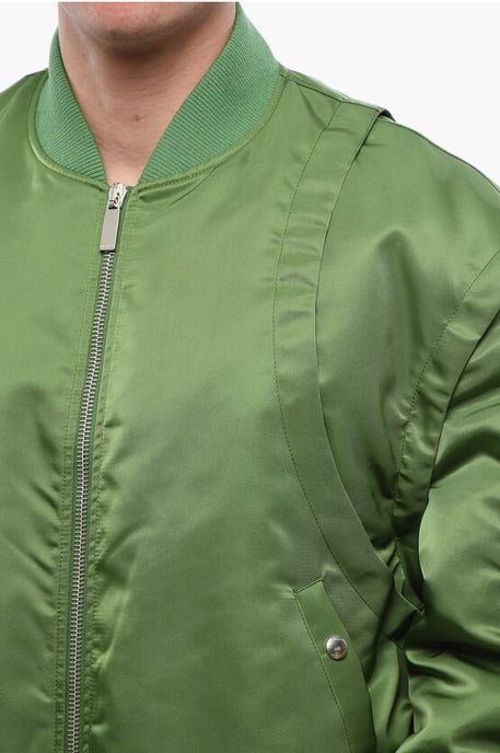 Padded ARROW Bomber Jacket with Removable Sleeves in Green - Image 3