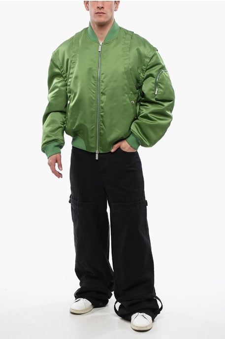 Padded ARROW Bomber Jacket with Removable Sleeves in Green - Image 4