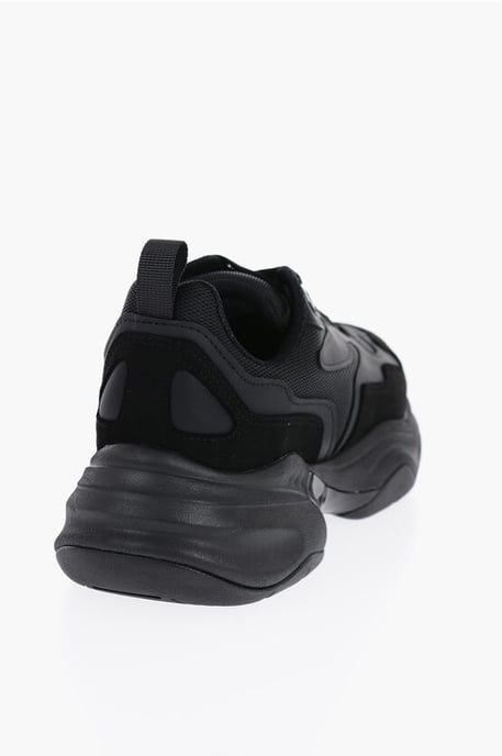 CROQUIS Mesh and Suede Solid Color Low-Top Sneakers in Black - Image 2