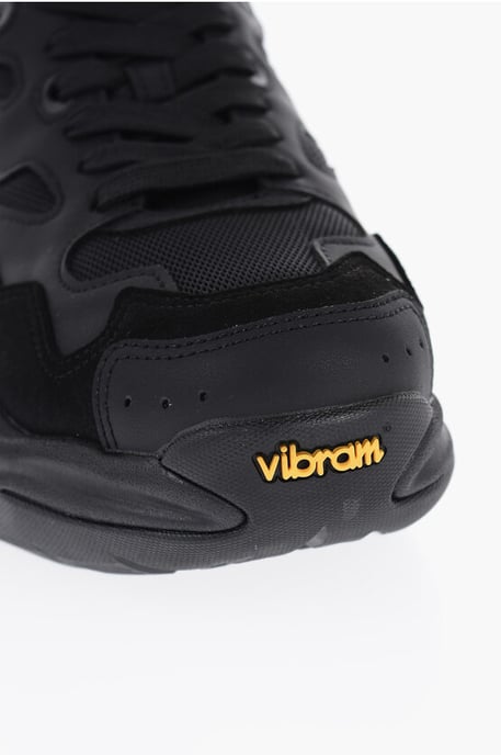CROQUIS Mesh and Suede Solid Color Low-Top Sneakers in Black - Image 4