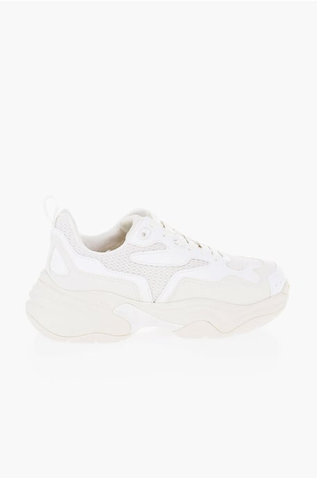 CROQUIS Mesh and Suede Solid Color Low-Top Sneakers in White - Image 3